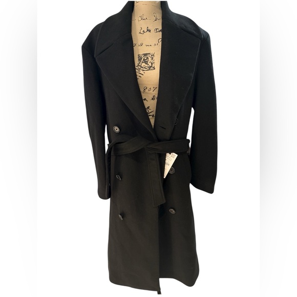 NWT ZARA DOUBLE-BREASTED WOOL COAT WITH BELT sz MEDIUM - Picture 10 of 17